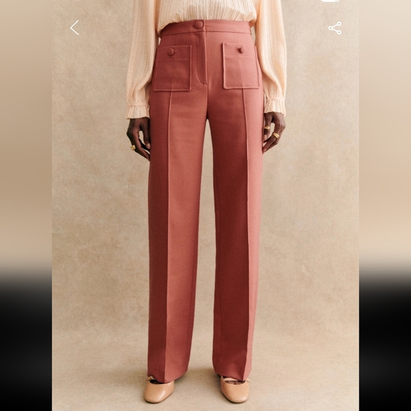 Sezane Pants - Sezane Dan Mid-RiseTrousers in Rosewood
